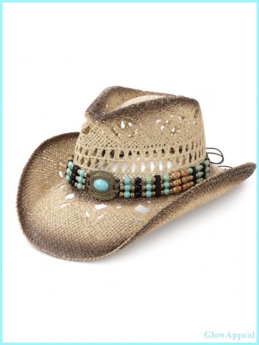 Straw Cowgirl Hat for Women with Chin Strap - Classic Western Cowboy Hat
